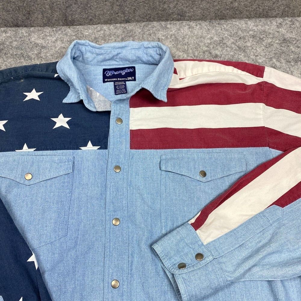 Wrangler American Flag Denim Shirt - Blue, Red, White